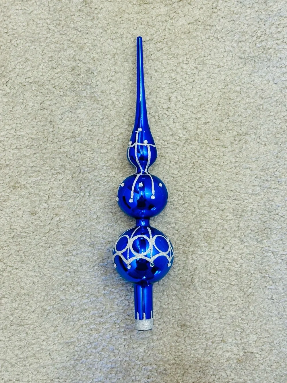 Waterford Blue Glass Christmas Tree Topper Ornament with Original Box